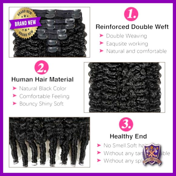 18 Inch Brazilian Virgin Human Hair Clip In Extensions Curly Full Thick main image 4